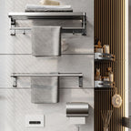 Gray Aluminum Bathroom Accessory Set Contemporary Bathroom Shelf