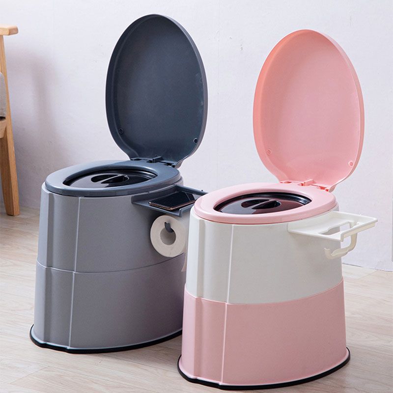 Contemporary plastic floor-mounted toilet bowl with toilet seat for the bathroom