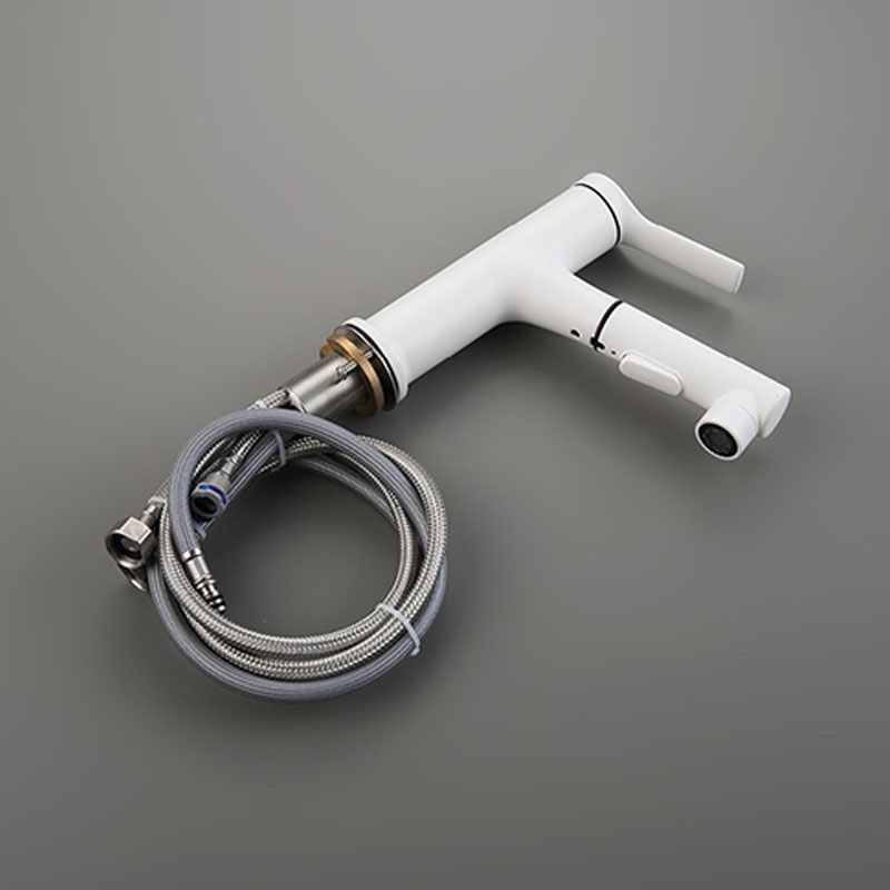 Contemporary Single Handle Faucet Retractable Sink Faucet with Lever Handle