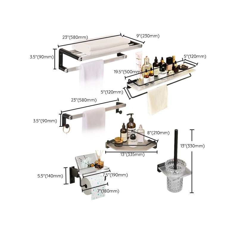 Modern Bath Accessories Set Black Towel Bar Bath Shelf Bathroom Fixtures Set