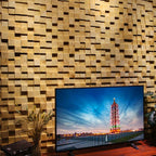 Wood Mosaic Cladding Shiplap Glue Contemporary Interior Wall Cladding