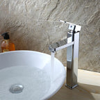 Cubic Chrome Bathroom Faucet Low Arc Single Lever Basin Faucet