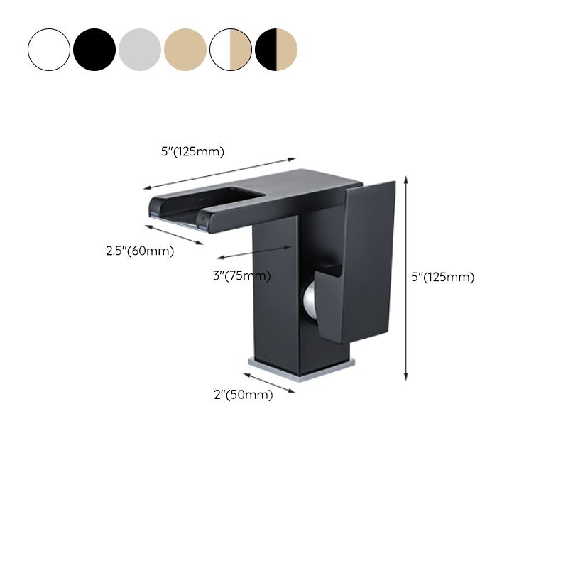 Waterfall basin mixer tap square lever handle with LED three-color light