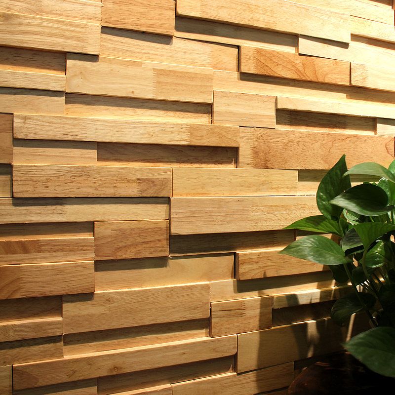 Mosaic Wood Wall Cladding Glue Living Room Modern Style Wood Plank