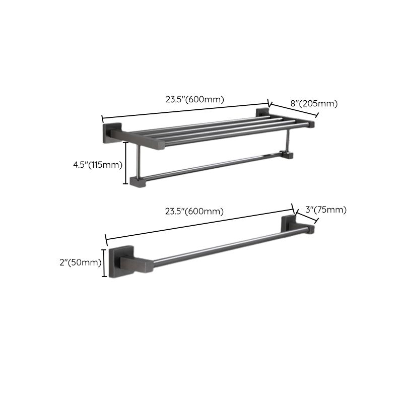 Contemporary bathroom accessories single piece or in a set made of gray metal