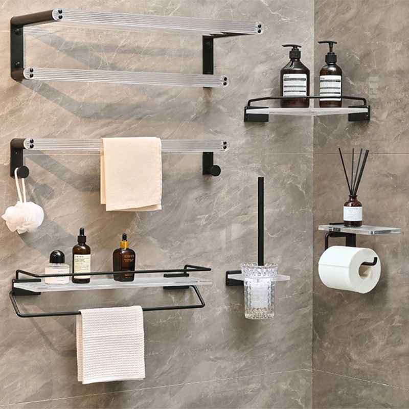 Modern Bath Accessories Set Black Towel Bar Bath Shelf Bathroom Fixtures Set