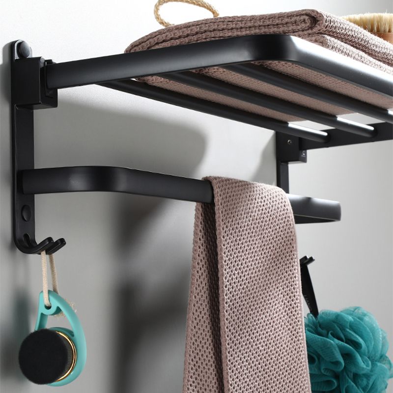 Contemporary Bathroom Accessory Set Black Surface Bathrobe Hook/Towel Ring Bar