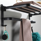Contemporary Bathroom Accessory Set Black Surface Bathrobe Hook/Towel Ring Bar