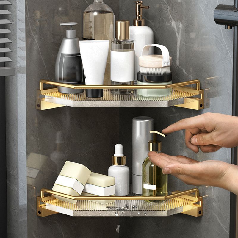 Bathroom Accessories Set in Gold Metal and Acrylic Bathroom Accessories Set