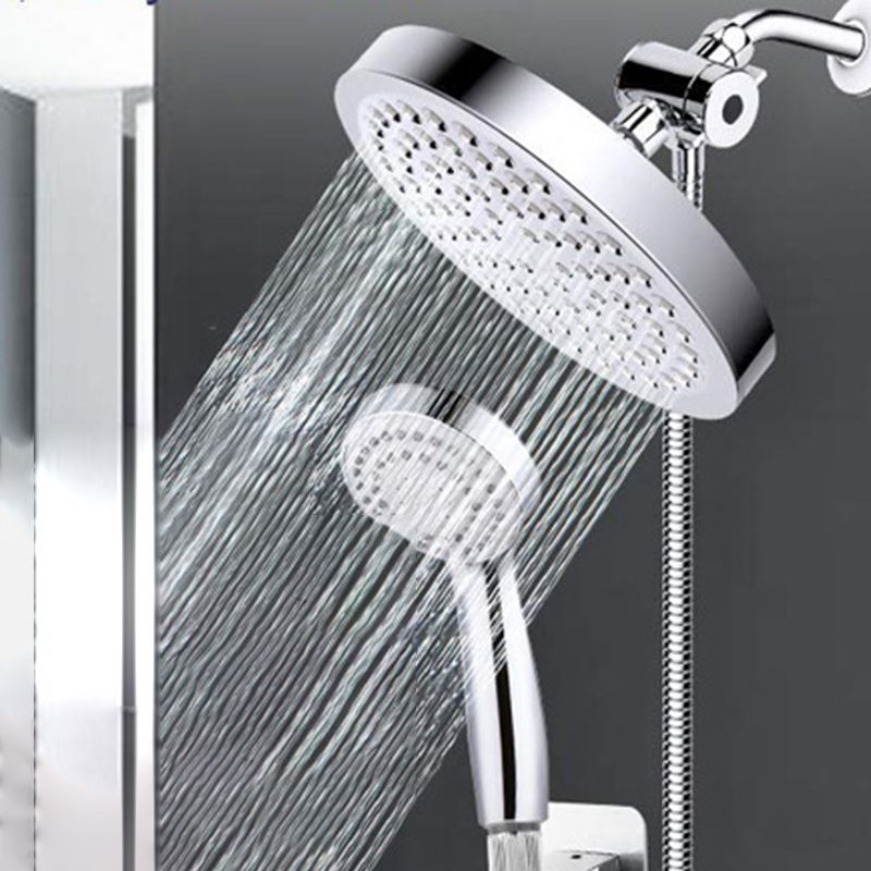 Silver Dual Showerhead with Hose Modern Style Wall Mounted Showerhead