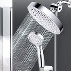 Silver Dual Showerhead with Hose Modern Style Wall Mounted Showerhead