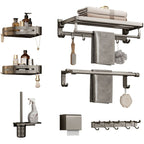 Modern Bathroom Accessories Set in Gray with Bathroom Shelf/Towel Holder/Robe Hooks & Paper Holder