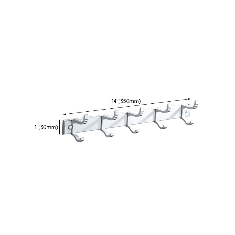 Silver Modern Bathroom Accessory Set with Bath Shelf/Towel Rack & Bathrobe Hook