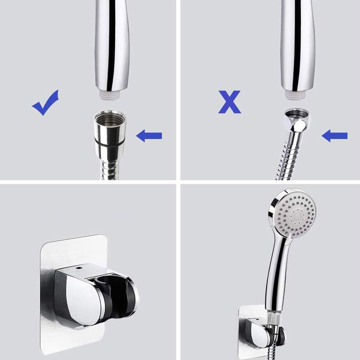 Modern Dual Shower Head Square High Arc Shower Head Combination in Silver