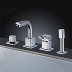 Chrome Bath Faucet Trim with Lever Handle Deck Mounted Bathtub Faucet
