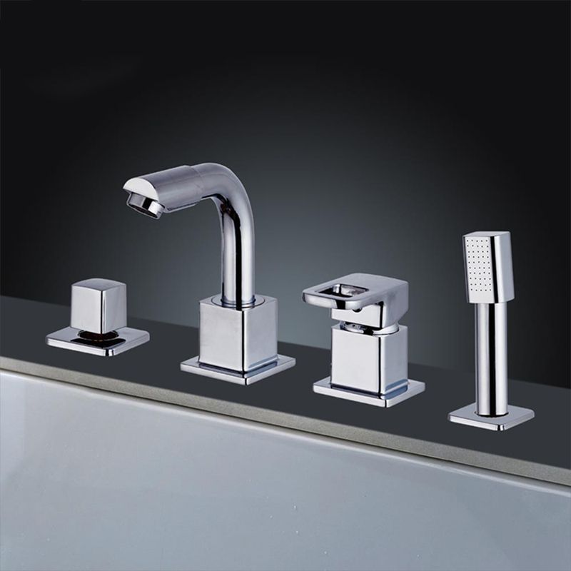 Chrome Bath Faucet Trim with Lever Handle Deck Mounted Bathtub Faucet