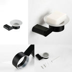 Contemporary bathroom accessory single item or in set made of black metal
