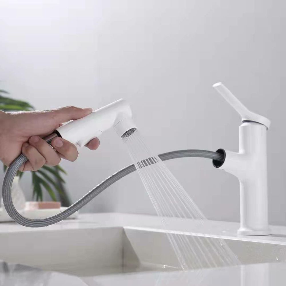 Contemporary Vessel Faucet Copper Single Handle Low Arc Pull Down Vessel Faucet for Home