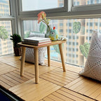 Yellow 6-Slat Square Wood Floor Tiles Click System Floor Tiles
