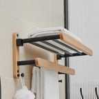Metal and wood bathroom accessories as a single piece or in a set in black