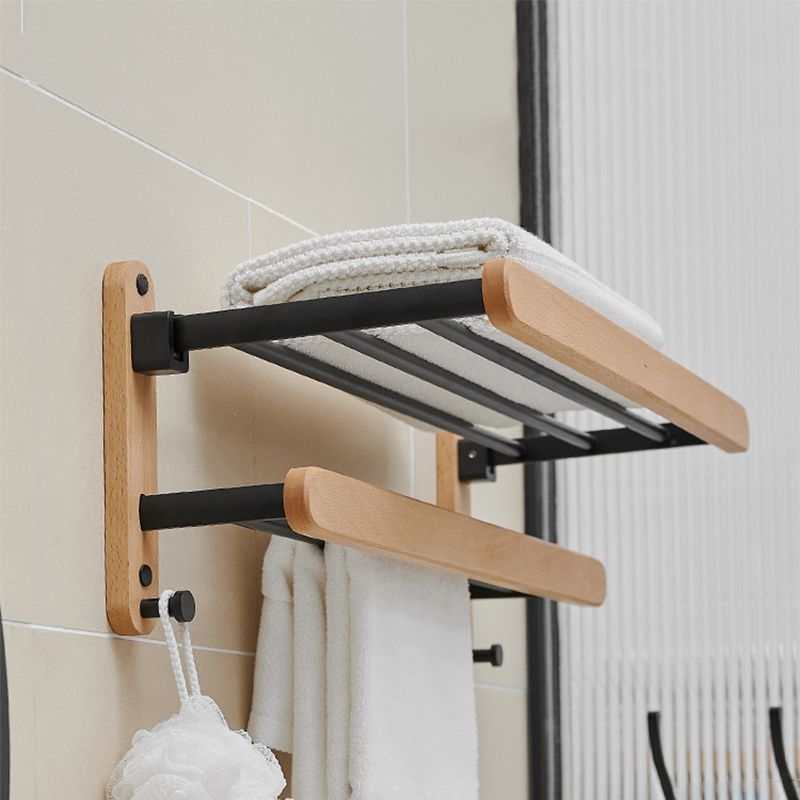 Metal and wood bathroom accessories as a single piece or in a set in black
