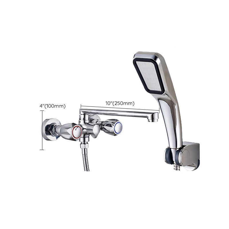 Contemporary Bathtub Faucet Trim Chrome Wall-Mounted Swivel Spout with Hand Shower