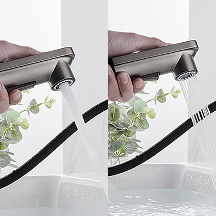 Modern Brass Water Faucet Center Mount Bathroom Faucet with Water Hose