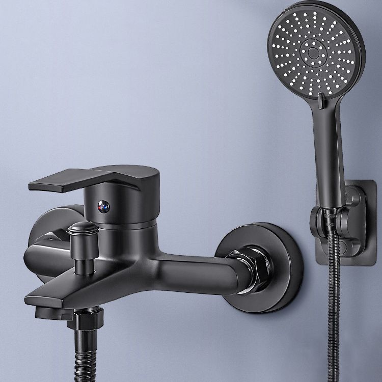 Wall-mounted fixed bathtub faucet lever handle with hand shower
