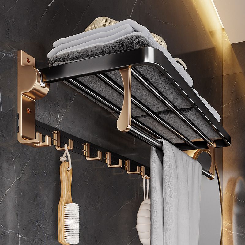 Black and Brass Bathroom Hardware Set Modern Stainless Steel Bathroom Shelf/Towel Holder/Paper Holder