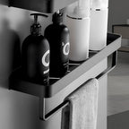 Matt Black Bathroom Set Modern 1/2 - Piece Stainless Steel Bath Rack