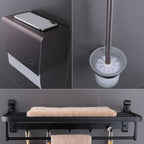 6-piece modern bathroom hardware set made of aluminum with towel holder/paper holder