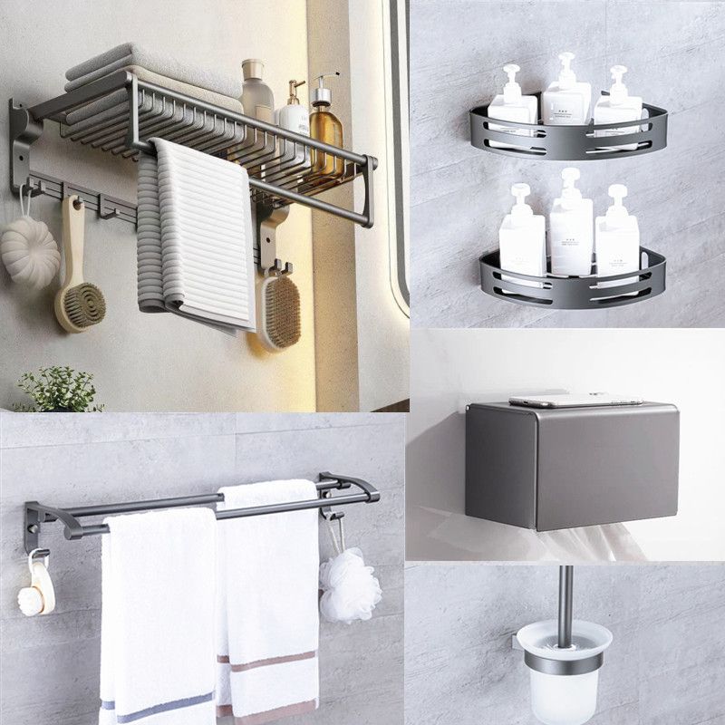 Matt gray bathroom accessory set bathroom shelf/towel holder & paper holder included