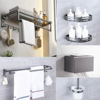 Matt gray bathroom accessory set bathroom shelf/towel holder & paper holder included