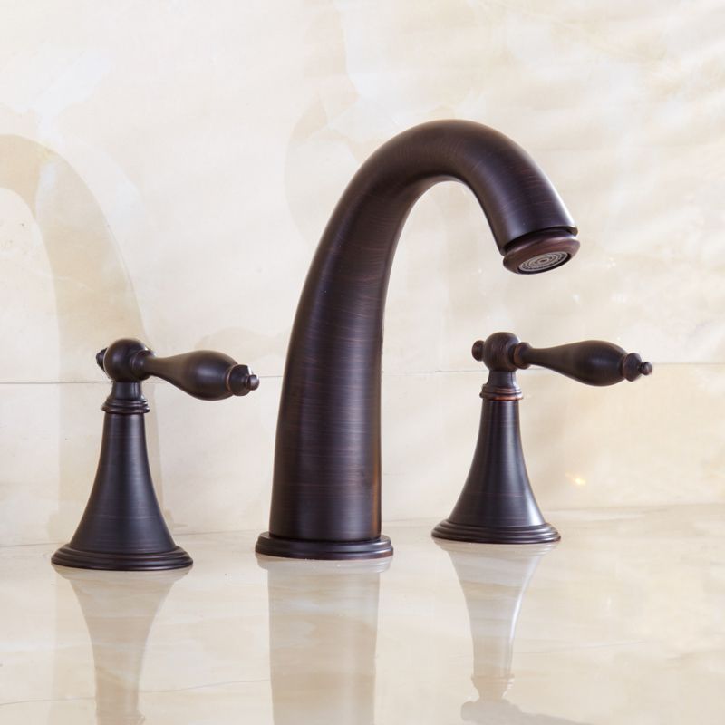 Copper Deck-Mounted Roman Bathtub Faucet Low Arc Roman Bathtub Faucet Set