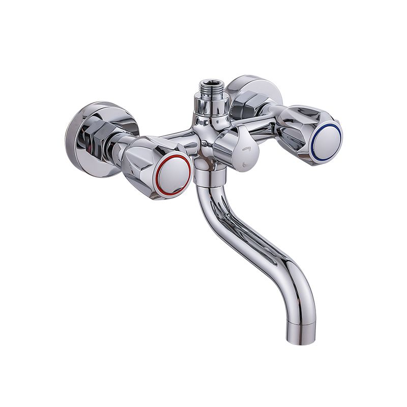 Chrome Bathroom Faucet Trim Wall-mounted Swing Faucet with Hand Shower