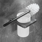 Metal and marble bathroom accessories as a single piece or as a set in black