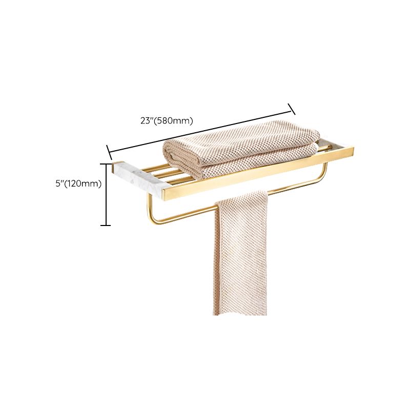 Brushed Brass Bathroom Accessory Set Metal & Marble Bathroom Hardware Set with Bathtub Shelf