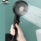 Contemporary Shower Head Combo Hand Shower Plastic Wall Mount Black Shower Head