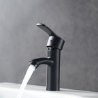 Contemporary Faucet Brass Black Bathroom Lever Handle Single Hole Sink Faucet