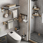 Modernism Bathroom Accessories Hardware Set Black & Gold Bathroom Shelf/Towel Bar