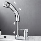 Modern Style Sink Faucet Copper Handle Low Arc Pull-Out Sink Faucet