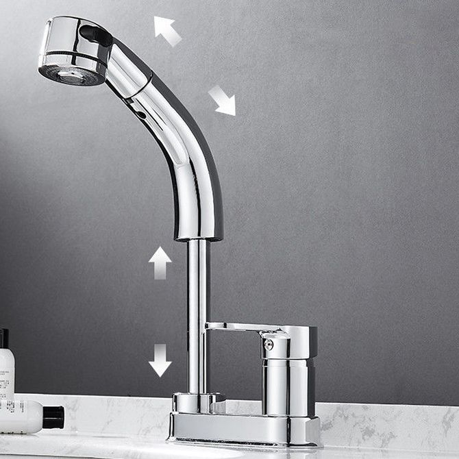 Modern Style Sink Faucet Copper Handle Low Arc Pull-Out Sink Faucet