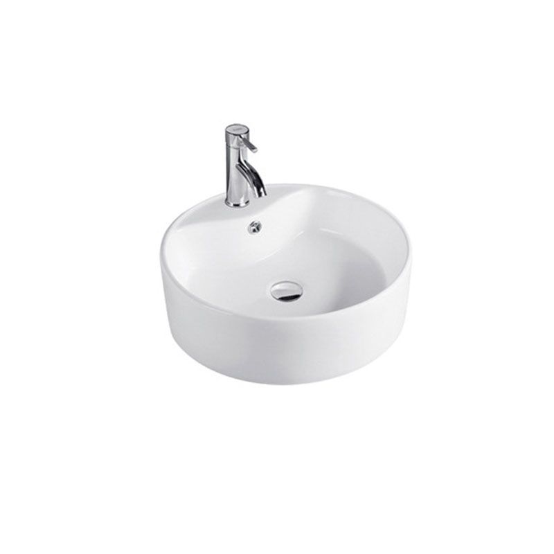 Contemporary Sink Porcelain Water Trough with Round Shape (Faucets Not Included)
