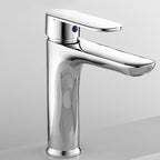 Modern Brass Bathroom Sink Faucet Round Lever Handles Sink Faucet