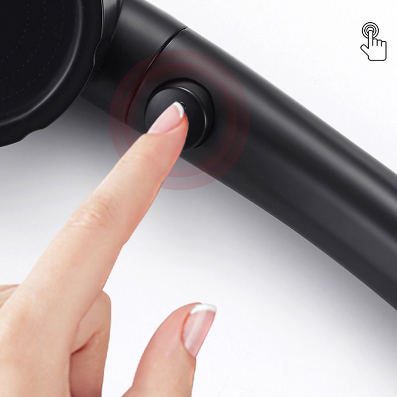 Contemporary Shower Head Round Handheld Shower Head Combination in Black