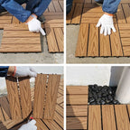 Square PVC Deck/Patio Floor Tiles Interlocking Installation Outdoor Patio Tiles
