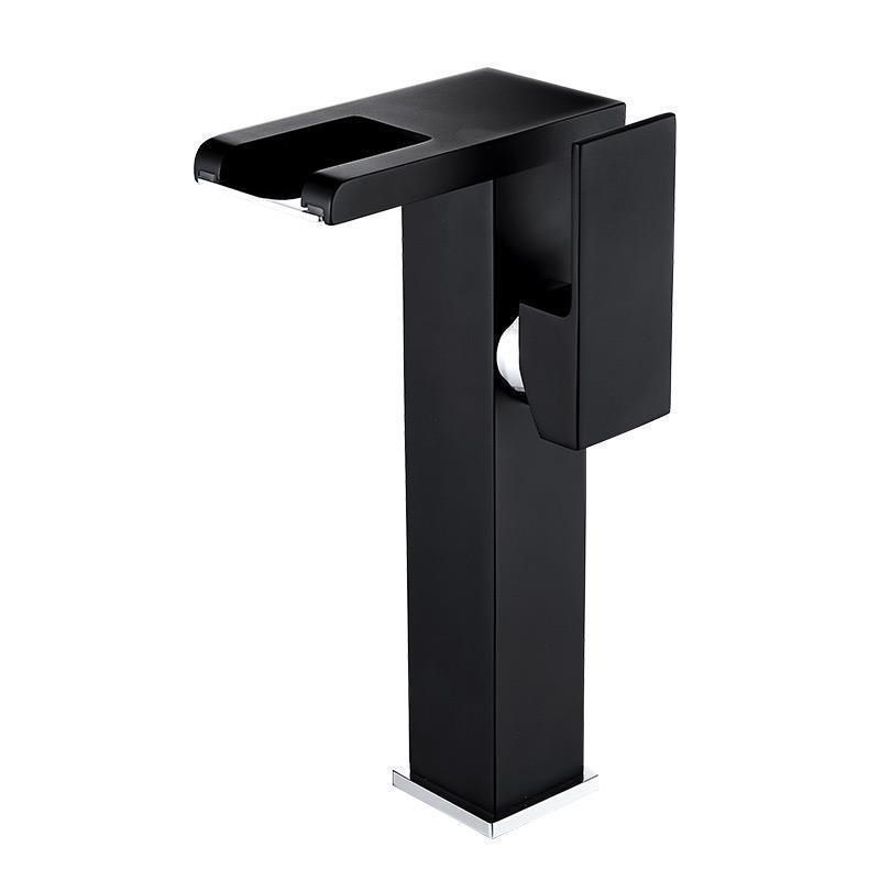 Modern faucet for sink brass lever handles LED waterfall sink mixer