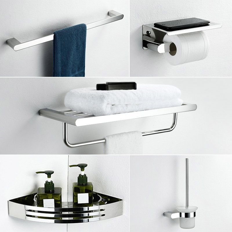 Contemporary bathroom accessories single item or in set in silver