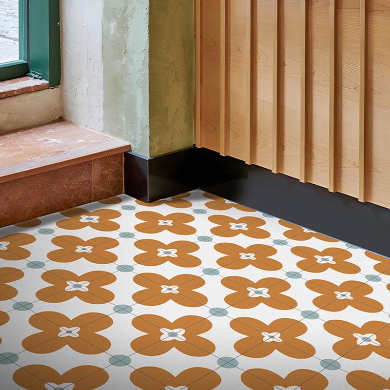 Square Inner Layer Vinyl Flooring Floral Pattern Peel and Stick Waterproof Vinyl Flooring