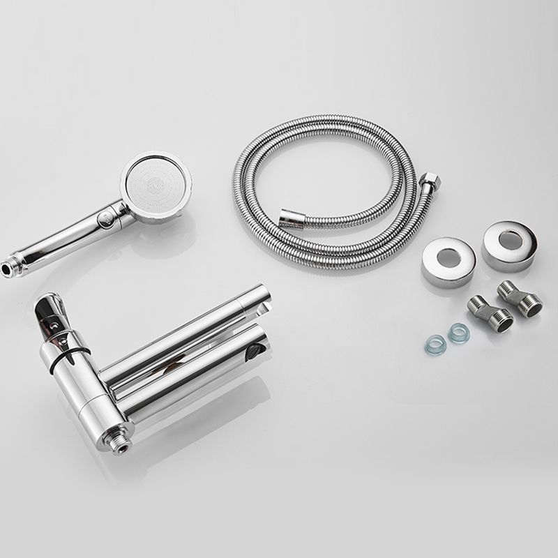Wall-mounted metal swivel bathtub filler with single lever handle